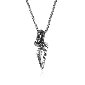 Custom Wholesale Non Tarnish Surgical Steel Male Vintage Jewelry Verified Supplier Fashion Snake Pendant For Men