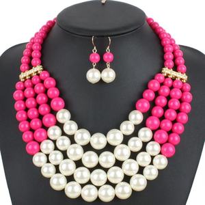 Parure Collier et Boucles d'Oreilles Pendantes en Alliage Plaqué Or avec Perles d'Imitation Multi-Couches, Idéale pour Anniversaire, Fête ou Cadeau de Mariage pour Femme - Product Image 6