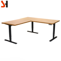 Bureau de direction électrique réglable en hauteur, moderne, en fer, à 3 pieds, en forme de L, pour bureau commercial, avec garantie de 5 ans