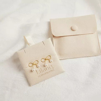 Sacs à bijoux personnalisés avec logo, pochettes en microfibre à bouton-pression, petits sacs à boucles d'oreilles, sacs cadeaux avec insert en tissu/carte