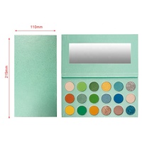 Palette de casseroles de fard à paupières en carton vert à haut pigment 18 couleurs pour emballage de maquillage cosmétique