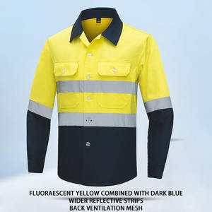 Veste de travail haute visibilité pour <span class=keywords><strong>homme</strong></span>, durable, réfléchissante, 100 % coton, à manches longues, avec aérations, respirante - Product Image 4