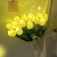 Tulipes avec lumière LED, fleurs artificielles, lampe de table, bouquet de tulipes simulées, veilleuse, cadeaux pour la décoration de la maison