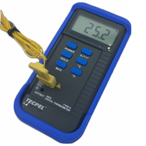 TECPEL DTM-305A Thermomètre numérique à double température avec thermocouple de type K - Product Image 1