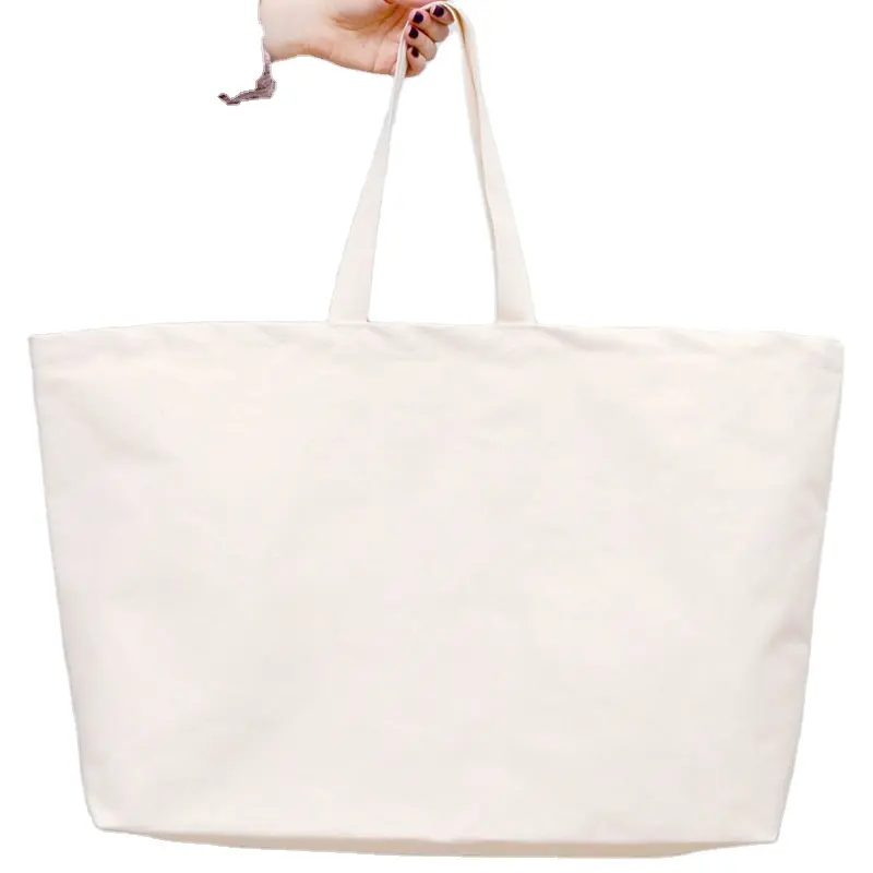 Wholesale Fashion Ladies Canvas Shopping Tote Bag Cotton Tote Bag White Extra Large Tote Handbag Accept Customized Logo Printing