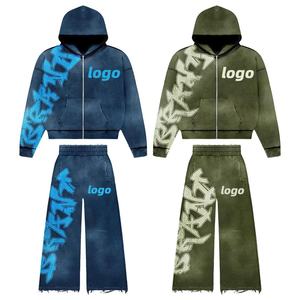 ชุดวอร์มลายทางสำหรับผู้ชายกางเกงวอร์มทรงหลวมขากว้างพิมพ์โลโก้ได้ตามต้องการ - Product Image 3