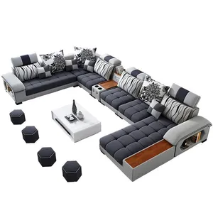 Elegante Möbel Wohnzimmer Holz cleopatra 7 Sitzer Stoff Cleopatra design funiture stoff hause l Schnitts Ecke Sofa set