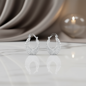 Boucles d'oreilles créoles Luna en or blanc, argent 925 plaqué rhodium, cristaux et strass, bijoux classiques pour femmes, à porter au quotidien - Product Image 2
