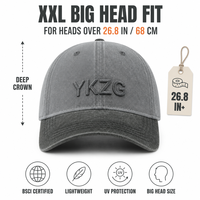 Casquette de baseball XXL grande taille 68 cm, calotte profonde, beige marine bicolore, style Dad Hat, en coton, avec logo personnalisé, vente en gros