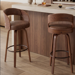 Modern <b>Ergonomic</b> Rotatable Bar Chair with Solid Wood Base and Sturdy Legs for Home Bar Outdoor Hotels Dining Malls - Product Image 1