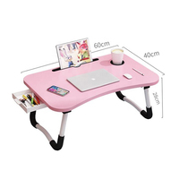 Table pliante portable Home MDF Lazy Man pour ordinateur portable sur lit avec tiroir de rangement