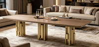 Table à manger de luxe légère avec base en métal, support artistique italien pour une esthétique de salle à manger haut de gamme