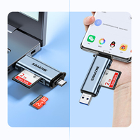 SAMZHE Lecteur de cartes multi-ports USB 3.0 Type-C en alliage d'aluminium stable, lecteur de cartes TF SD multi-en-1 pour téléphone portable et ordinateur portable