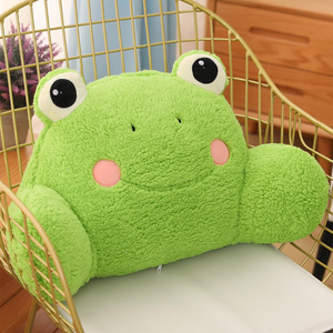 Oreiller de soutien dorsal de lecture en forme de grenouille verte mignonne de dessin animé à <span class=keywords><strong>gros</strong></span> yeux, <span class=keywords><strong>coussin</strong></span> de siège de <span class=keywords><strong>lit</strong></span> <span class=keywords><strong>pour</strong></span> garçons et filles, oreiller en polaire de coton grenouille - Product Image 1