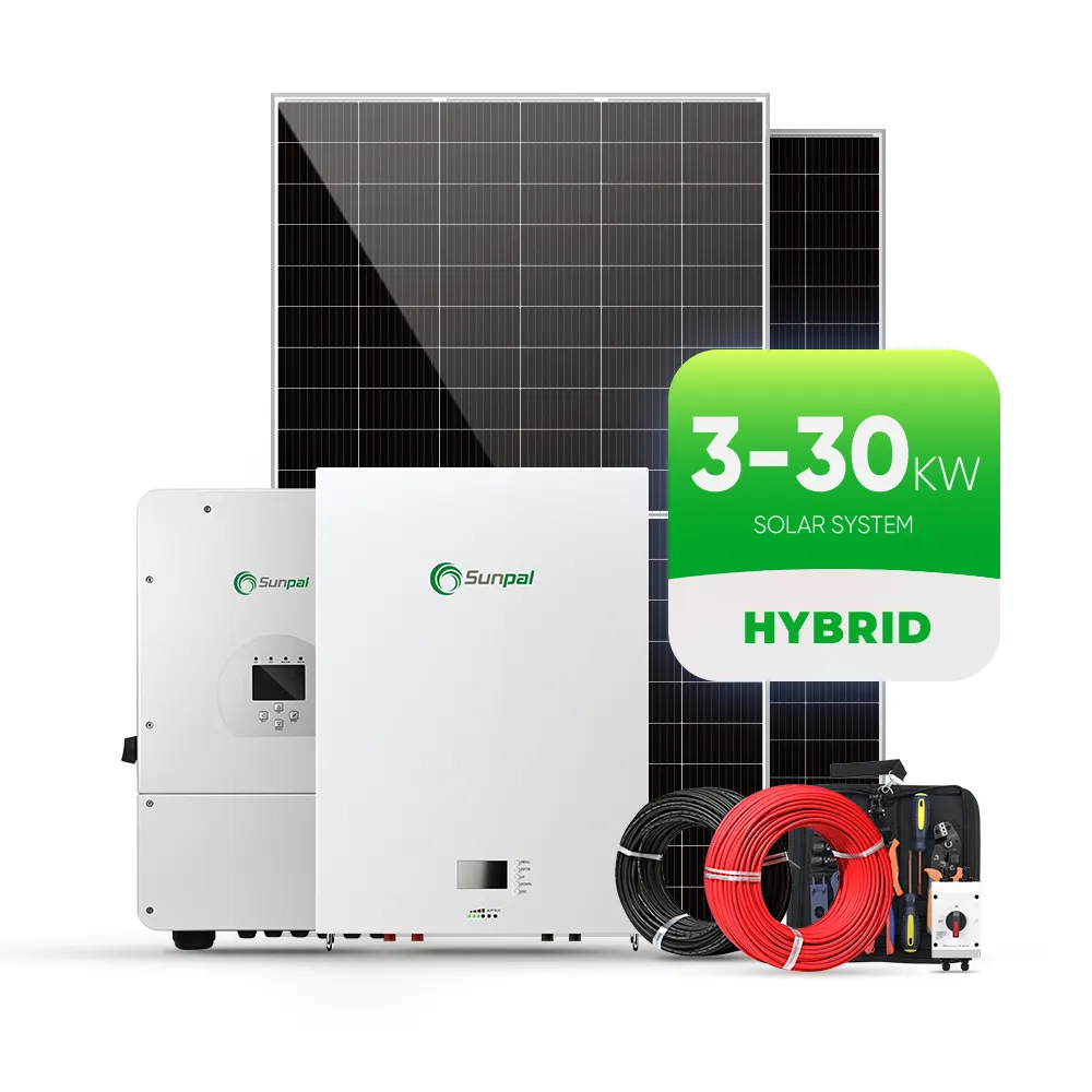 Perumahan lengkap Hybrid Off Grid Solar Power System 5000W 5Kw 10kW 20kW sistem energi Panel surya biaya untuk rumah di Eropa