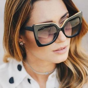 Vente en gros de lunettes de soleil vintage de haute qualité, grandes montures, style œil de chat, UV400, surdimensionnées, pour femmes, 2021 - Product Image 2