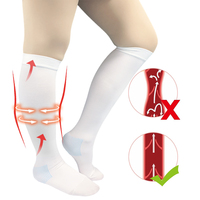 Chaussette de compression anti-embolie en Spandex/Nylon avec bande supérieure élastique et trou d'inspection, 15-20 mmHg, Ted, mi-cuisse, douce, antidérapante, pour hôpital