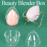 SUNSHING Boîte de rangement portable en plastique en forme d'œuf pour houppettes de maquillage, étui de voyage pour éponges de beauté