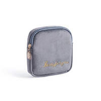 Sac cosmétique Portable en velours, pochette de rangement pour femmes, sac à fermeture éclair Portable pour serviettes féminines pièce de monnaie carte d'identité de voyage, étui de rangement pour tampons hygiéniques