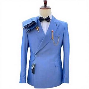 Traje de Negocios Personalizado para Hombre, Talla Grande, Antiestático, de Algodón, Diseño de Cadena Azul, Alta Calidad, S2296R - Product Image 3