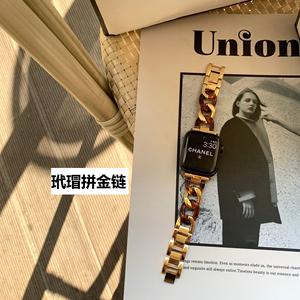 Coolyep – Bracelet de montre universel en résine et <span class=keywords><strong>acier</strong></span> inoxydable de qualité supérieure, épissage métallique, pour <span class=keywords><strong>Apple</strong></span> <span class=keywords><strong>Watch</strong></span> - Product Image 6