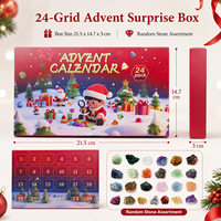 Calendrier de l'Avent en Cristal de Noël 24 Jours, Boîte Mystère de Pierres Brutes Naturelles et Minéraux, Cadeau pour Enfants