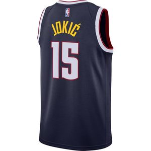 Maillot de basket-ball Denver Nuggets pour enfants, édition Navy Icon Swingman, 15 Jokic, col en V, évacuant l'humidité - Product Image 3