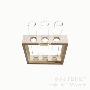 Wooden Stand With Transparent Glass Tubes 16cm X 12.5cm For Hydroponic <b>Plants</b> Small Size Vase Decor - Product Image 4
