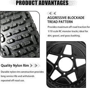Rueda Todoterreno para Camioneta Monster de 3.8 Pulgadas con Adaptadores Hexagonales de 17 mm/14 mm/12 mm Incluidos para TRAXXAS Sledge ARRMA KRATON Outcast <span class=keywords><strong>Tamiya</strong></span> HSP - Product Image 3