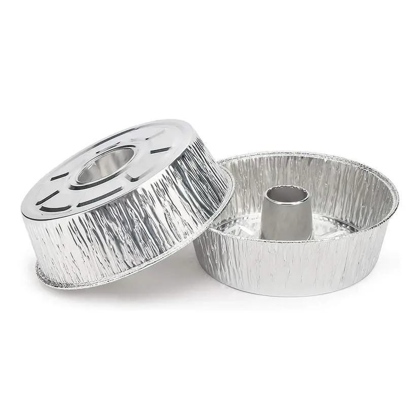 Oven Pakai Sekali Pakai Aluminium Foil Bundt Cake Tin Nampan 2400Ml Round Angel Cake Pan Flute Tabung Sifon Kue Panci untuk Baking