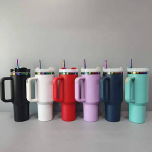 Meilleure Vente Gobelet Isotherme en Acier Inoxydable 40oz avec Paille et Poignée, Plaqué Or Arc-en-ciel, Gravure Laser, Isolation Thermique >12 Heures, Portable - Product Image 4