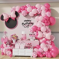 Kit de ballons en latex en gros, rose, noir, rouge rosé, à pois, avec nœuds et cœurs, pour anniversaire, Saint-Valentin, mariage, fête