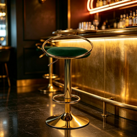 Tabouret de bar moderne de luxe en velours vert foncé, pivotant et réglable en hauteur, pour bar à domicile, hôtel, salle à manger