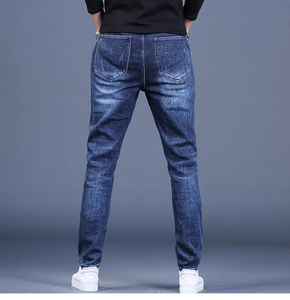 Vendita calda <span class=keywords><strong>pantaloni</strong></span> Jeans Jeans da <span class=keywords><strong>uomo</strong></span> taglie forti carota in forma lavata tecnica stile Hip Hop <span class=keywords><strong>pantaloni</strong></span> con bottone a metà - Product Image 6