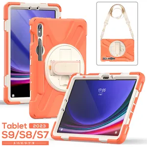 Silicone Shockproof Rugged Tablet Case For Samsung Galaxy Tab S9/S8 X700 X706/S7 T870 T875 Universal 11 Inch With Strap Bracket