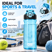 Bouteille d'eau de sport en Tritan avec logo personnalisé, 600 ml, 750 ml, couvercle à fermeture hermétique, sans BPA, transparente, bouteille de sport