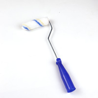 Rouleau à peinture en polyester de 4 pouces avec manche en plastique bleu, production en série en usine, personnalisation OEM prise en charge