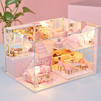 Kit de construction en bois pour niche à livres, maison de poupée miniature 3D DIY style loft moderne à 4 pièces, jouet artisanal de collection pour adultes