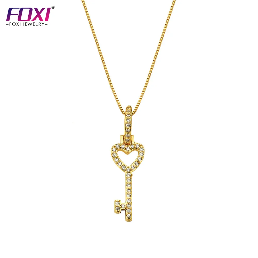 FOXI fashion jewelry factory heart key gold plated necklace for girls and women