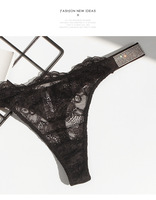 Culotte string taille haute pour femme, en nylon/polyester, avec dentelle sexy et strass, antibactérienne, style européen et américain, pour le sport et le fitness