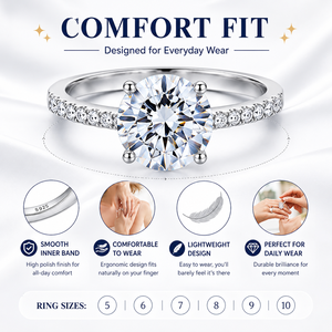 Anello di Fidanzamento Classico in Argento Sterling 925, Anello Nuziale con Zirconia Cubica, Taglio Ovale a Cuore, Set di Anelli Solitari da Sposa Impilabili per Donne - Product Image 4
