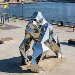 Escultura <span class=keywords><strong>de</strong></span> Gorila Grande <span class=keywords><strong>de</strong></span> Acero Inoxidable RELONG, Diseño Geométrico Moderno para Decoración <span class=keywords><strong>de</strong></span> Arte Abstracto - Product Image 1