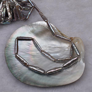 Bandelettes de perles d'eau douce naturelles grises, fines et blanches, en forme de barre carrée baroque, pour la création de bijoux DIY - Product Image 3