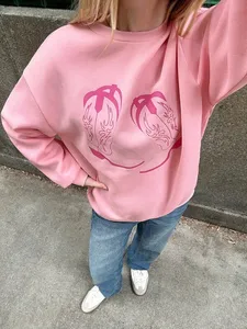 Ropa de mujer de Otoño Invierno 2025 personalizada, sudaderas con capucha recortadas lisas, Jersey pesado de alta calidad, sudaderas con capucha <span class=keywords><strong>azules</strong></span> para mujer - Product Image 5