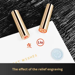 Mini sceau <span class=keywords><strong>de</strong></span> cire en laiton cylindrique timbre Logo personnalisé Image tampon encreur nom timbre livraison gratuite pour un matériau en verre monobloc - Product Image 3