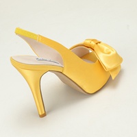Sandales de mariée à talons aiguilles en satin pour femmes, à bout ouvert et bride arrière, avec grand nœud décoratif