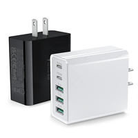 Adaptador de Corriente Rápido HNT GaN de 60W con Múltiples Puertos (2 Tipo C + 3 USB-A) con Enchufe para EE. UU./Reino Unido/UE/Australia/Japón, Cargador de Pared USB para iPhone 17/16/15/14/13/12/Pro