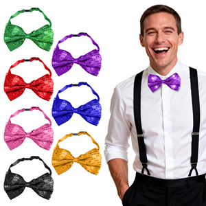 Decoración para Fiestas, Corbata <span class=keywords><strong>de</strong></span> Lentejuelas Luminosa <span class=keywords><strong>de</strong></span> 5.9'' con 4 LED Blancos para <span class=keywords><strong>Carnaval</strong></span>, Día Nacional <span class=keywords><strong>de</strong></span> Estados Unidos, Día <span class=keywords><strong>de</strong></span> San Patricio - Product Image 1