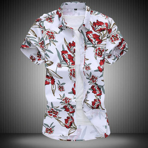 Chemises pour hommes taille 5XL 6XL 7XL, chemises habillées décontractées d'été à manches courtes avec impression numérique pour hommes, col rabattu, coupe ajustée - Product Image 6