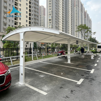 Structure de carport à membrane PVDF de type tirant bidirectionnel, pare-soleil, imperméable, ignifuge et anticorrosion pour hôtel, parking, usine